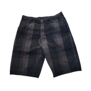 Blueprint Mens Plaid Shorts Gray Black Zip Fly Casual Summer 34x20